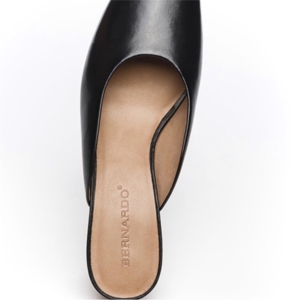 Bernardo Irene Black Leather Mule Heels Block Heel Slip On Size 9 - Picture 3 of 11